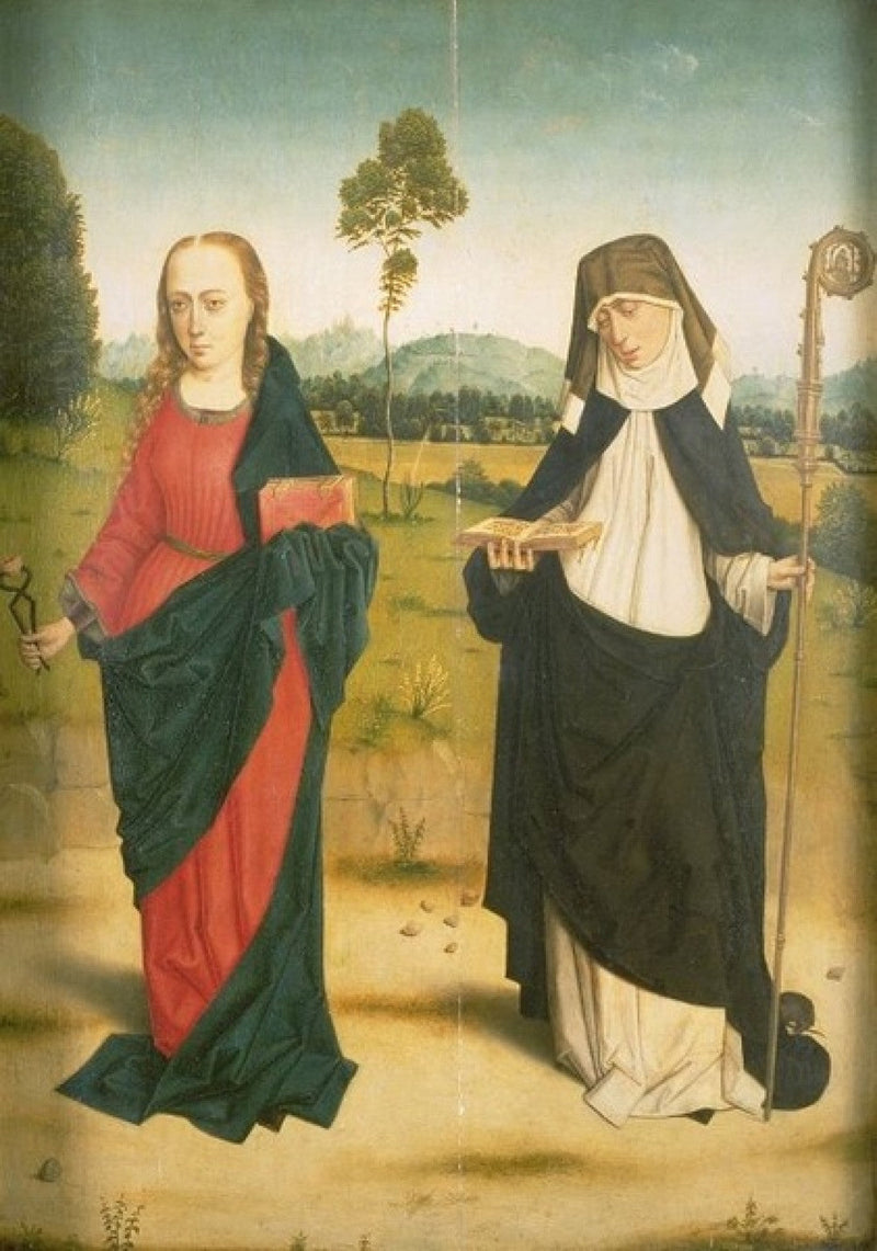 Binnenkant: heilige Agatha en Clara / Buitenkant: de Aankondiging: Maria - Dirk Bouts