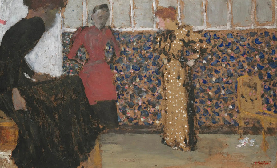 Interieur, drie vrouwen in gesprek - Édouard Vuillard