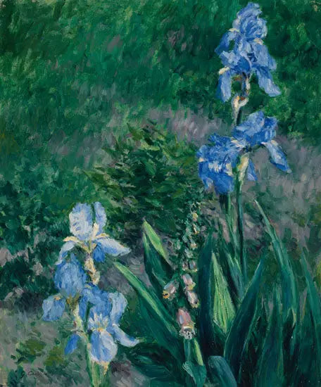 Blauwe irissen, tuin van Petit Gennevilliers - Gustave Caillebotte