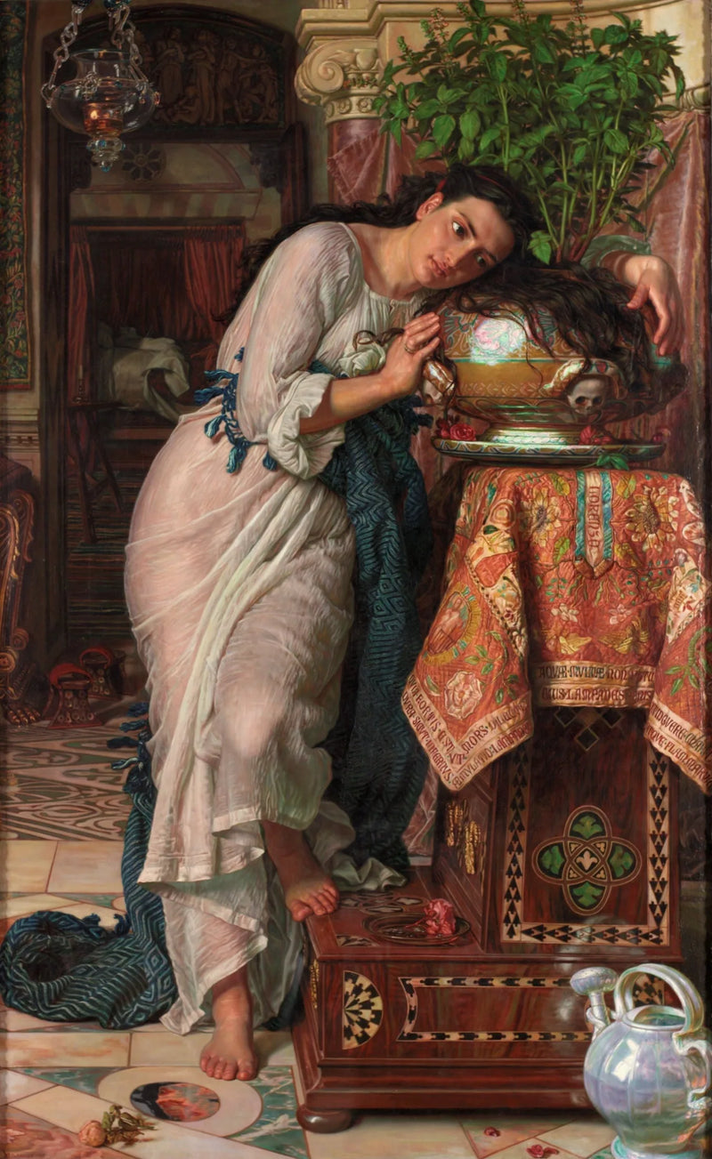 Isabelle en de pot basilicum - William Holman Hunt
