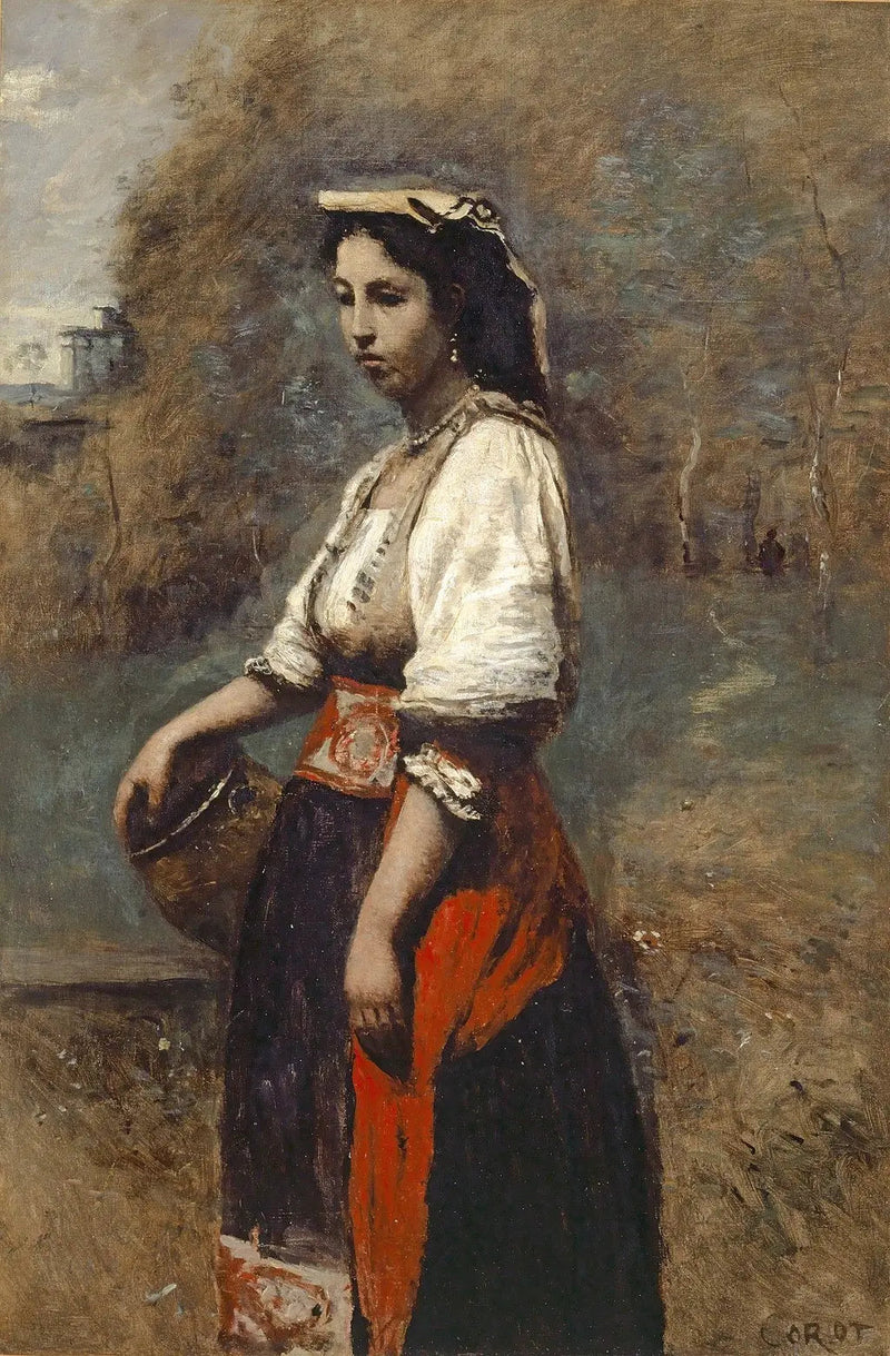Italiaanse aan de fontein - Jean-Baptiste Camille Corot