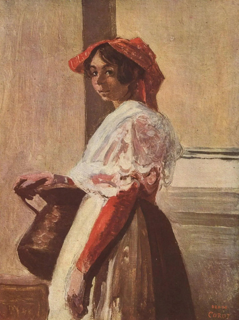 Italiaanse met kruik - Jean-Baptiste Camille Corot