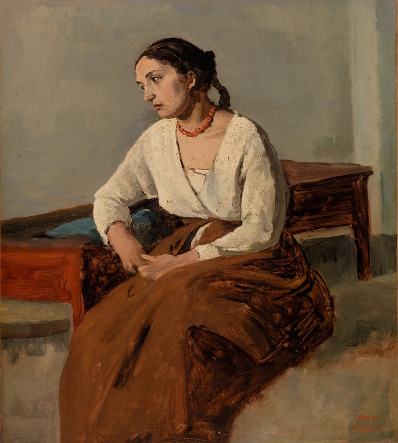 Melancholische Italiaan (Rome) - Jean-Baptiste Camille Corot