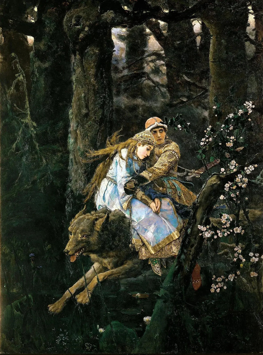 Ivan Tsarevitsj te paard op de grijze wolf - Viktor Vasnetsov

Source:
Ivan Tsarévitch chevauchant le loup gris - Viktor Vasnetsov