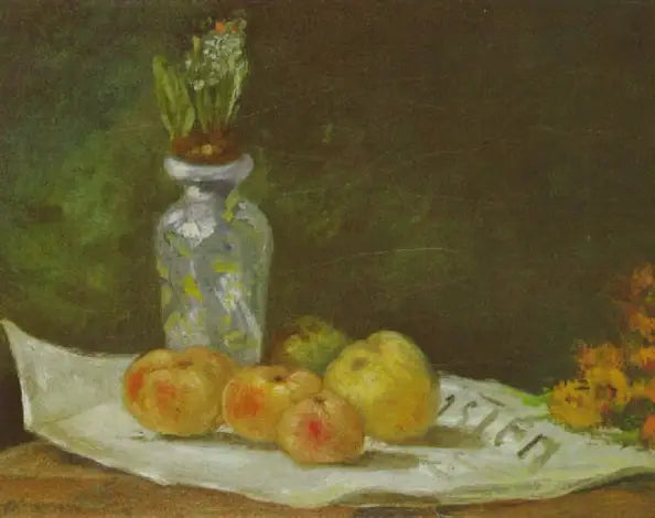 Hyacint en appels op een krant - Paul Gauguin