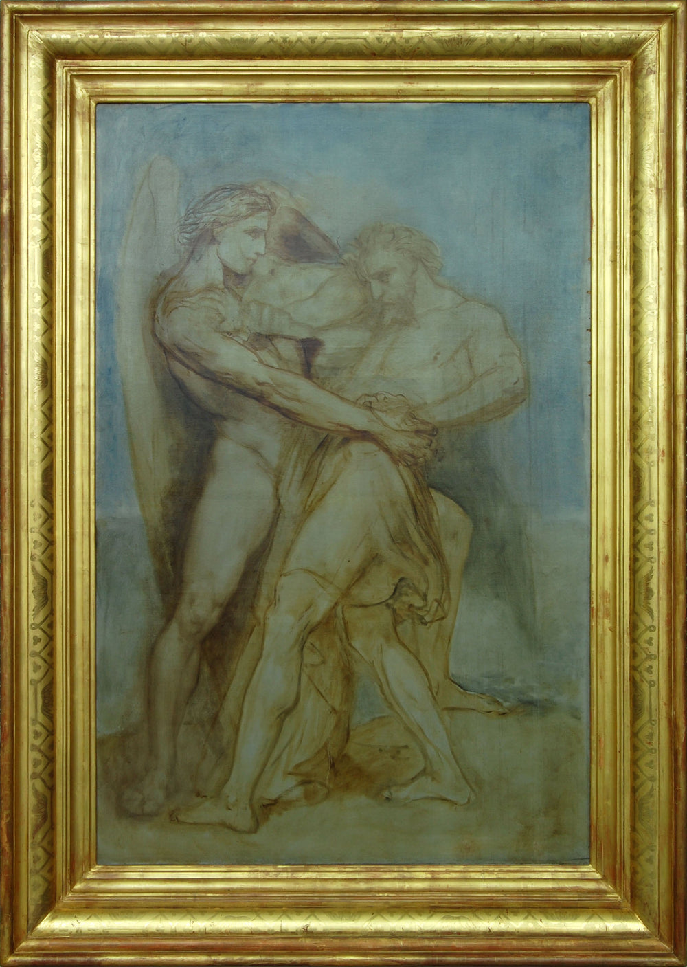 Jacob en de engel - Ary Scheffer image 1 copie peinte à la main à l’huile