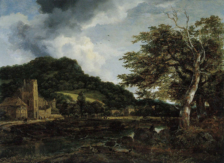 Monastère en ruine au pied d’une colline - Jacob van Ruisdael
