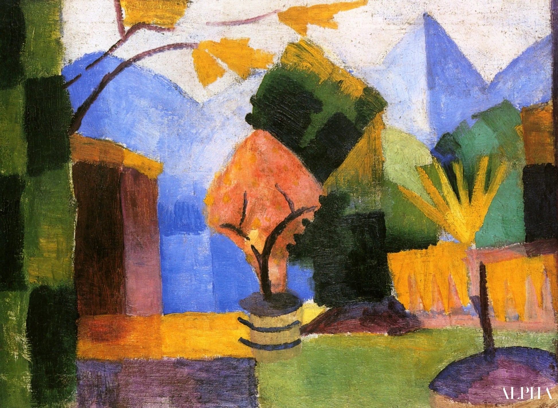 Tuin aan het Thunermeer - August Macke - Reproducties van schilderijen en hoogwaardige schilderijen