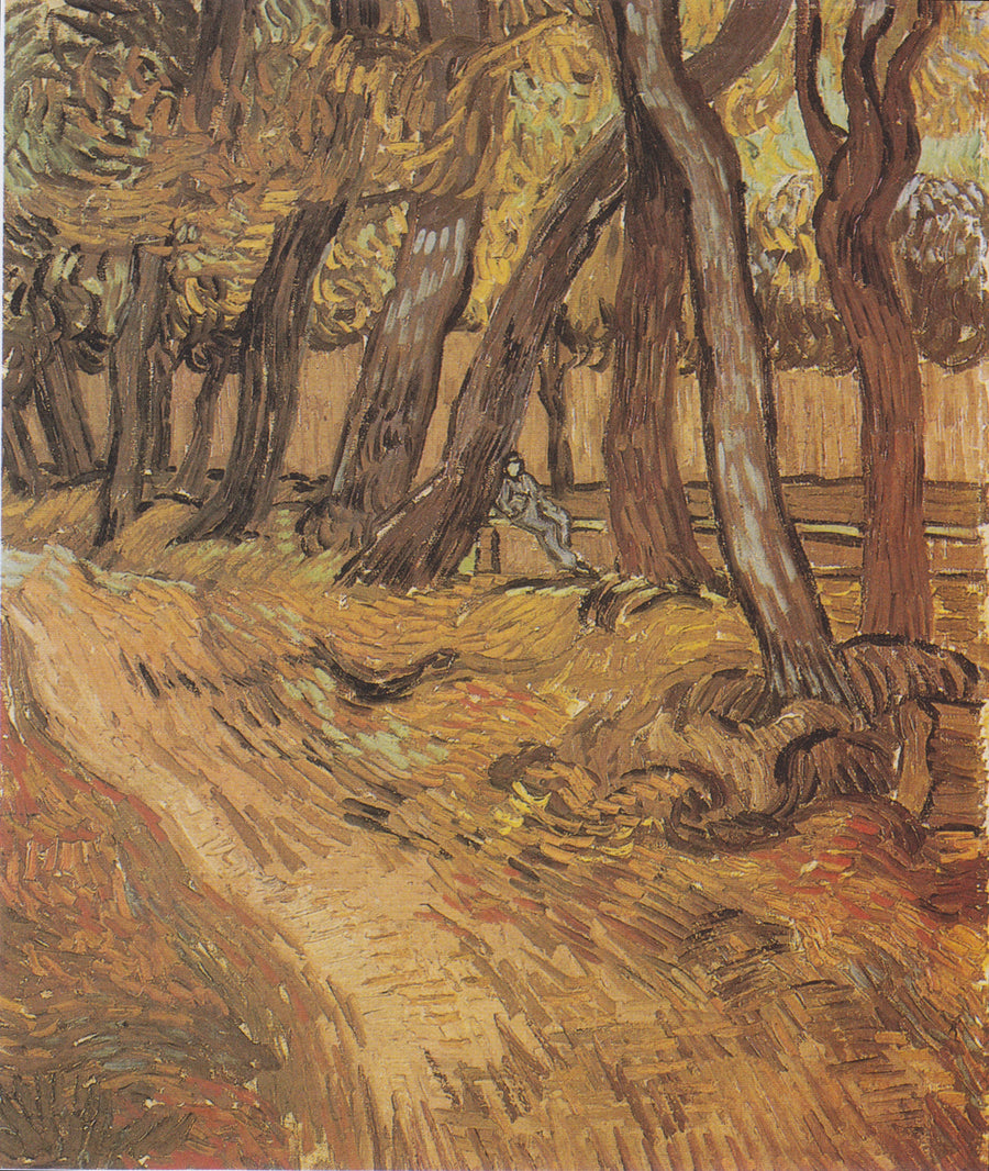 Tuin van het Sint-Paulusziekenhuis met figuur, De - Vincent van Gogh