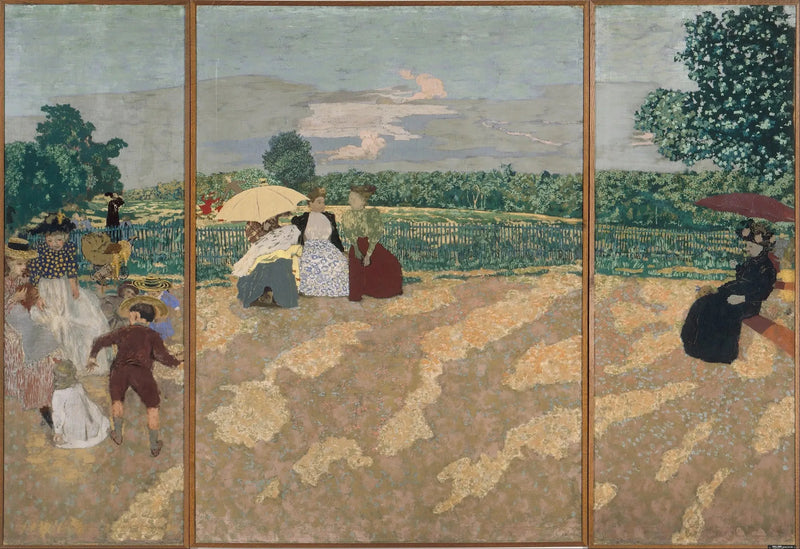 Openbare tuinen: het gesprek, de voedsters, de rode paraplu - Édouard Vuillard