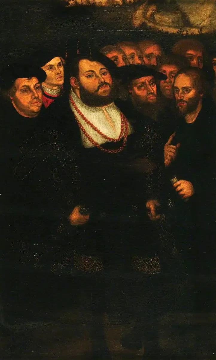 Jean Frédéric de Magnifieke (1503-1554), met een groep hervormers - Lucas Cranach de Oudere