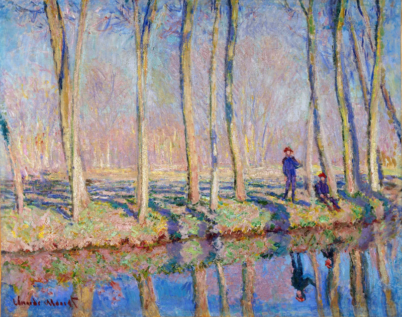 Jean-Pierre Hoschedé en Michel Monet aan de oever van de Epte - Claude Monet