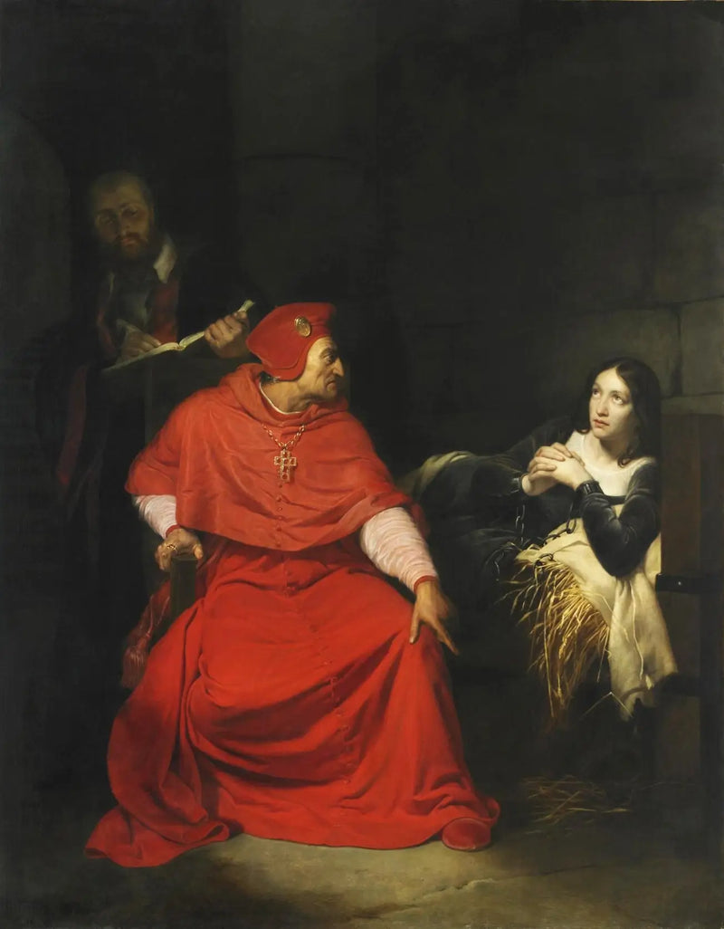 Johanna van Orléans, ziek, wordt in haar gevangenis tentoongesteld door kardinaal Winchester - Paul Delaroche

Source:
Jeanne d'Arc, malade, est exposée dans sa prison par le cardinal de Winchester - Paul Delaroche