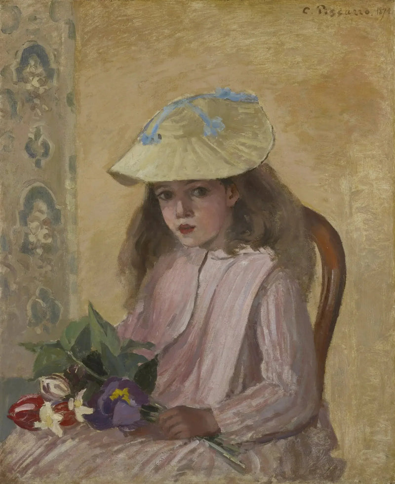Jeanne Pisarro, ook wel Minette, met een boeket - Camille Pissarro