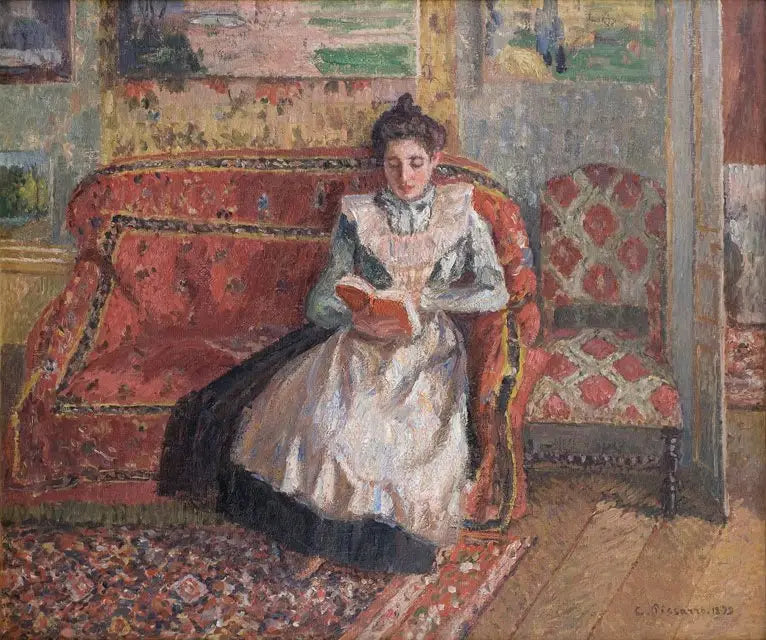 Jeanne Pissarro, ook wel Cocotte genoemd, aan het lezen - Camille Pissarro