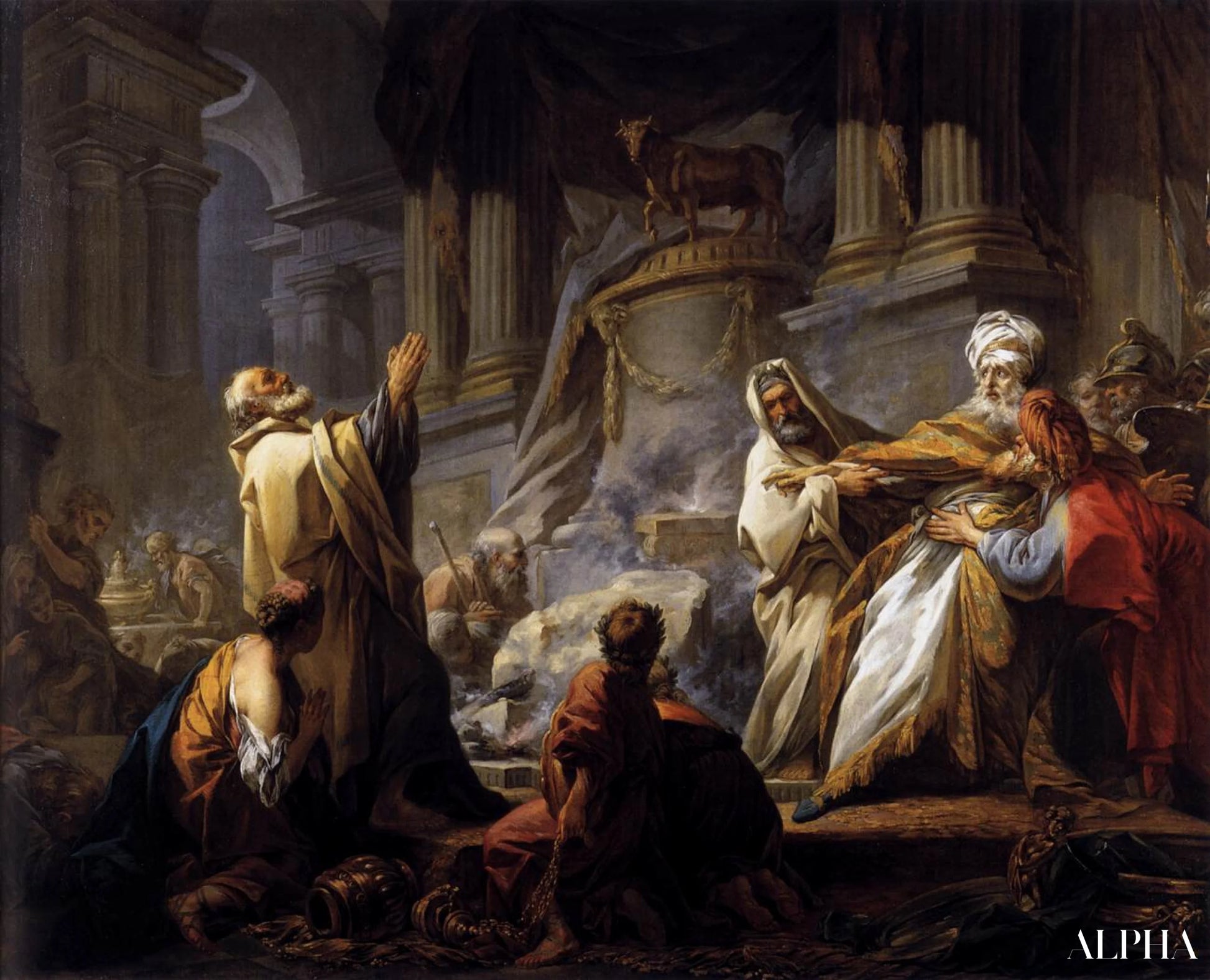 Jéroboam die een offer brengt voor het idool - Jean-Honoré Fragonard - Reproducties van schilderijen en hoogwaardige schilderkunst