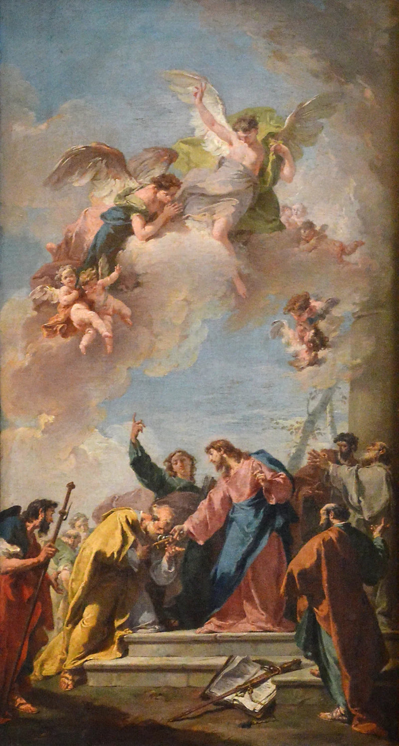 Jezus Christus die de sleutels van de hemel aan Sint-Pieter geeft - Giovanni Battista Pittoni