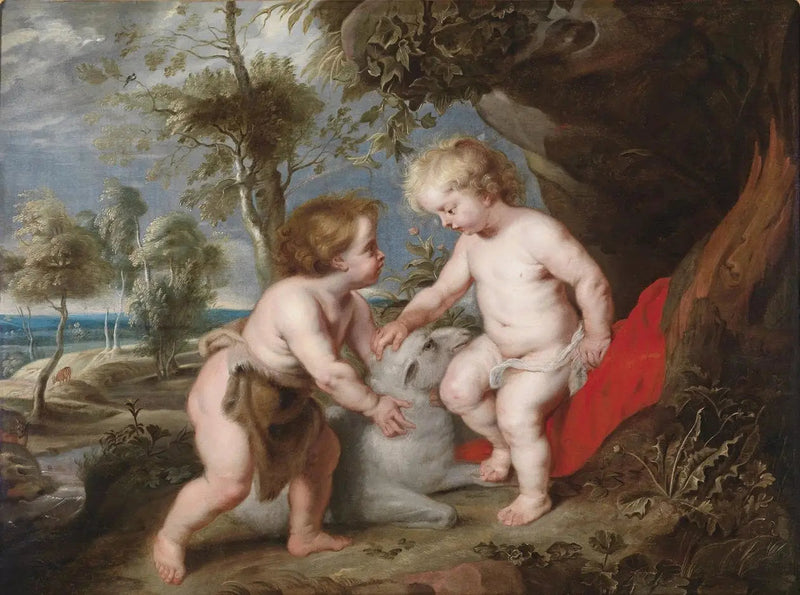 Jezus en het Kind Sint Jan met een lam - Peter Paul Rubens