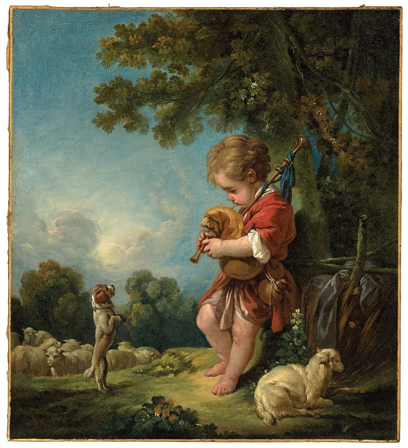 Jonge herder die op de doedelzak speelt - François Boucher