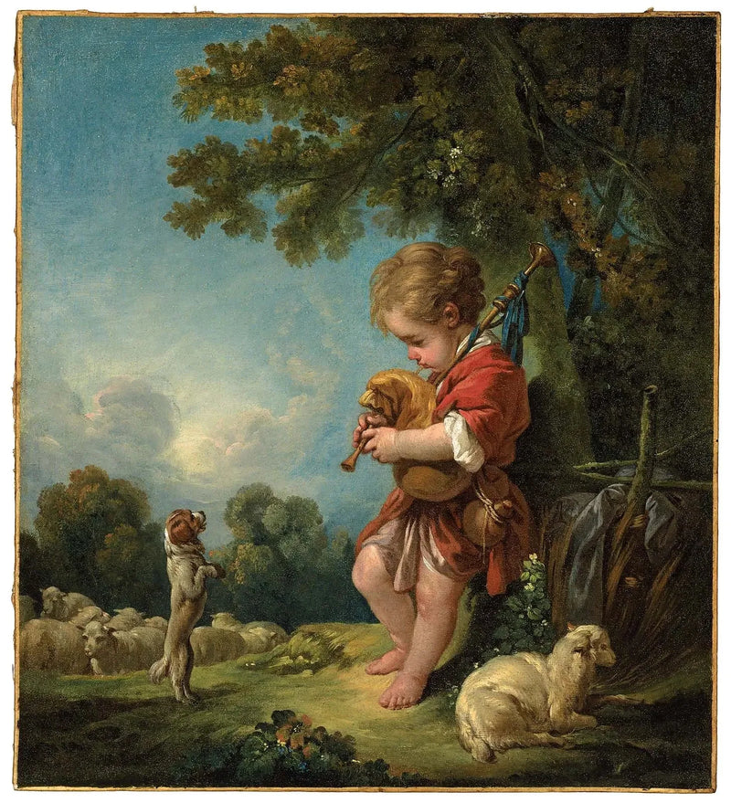 Jonge herder die op de doedelzak speelt - François Boucher