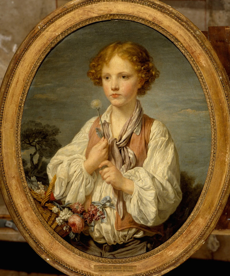 Jonge herder die het lot probeert te weten of hij geliefd is door zijn herderin - Jean-Baptiste Greuze