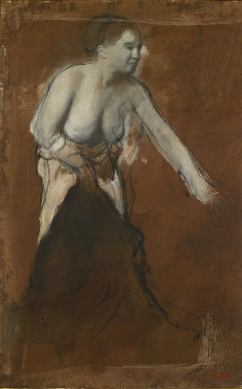 Jonge vrouw half ontkleed - Edgar Degas