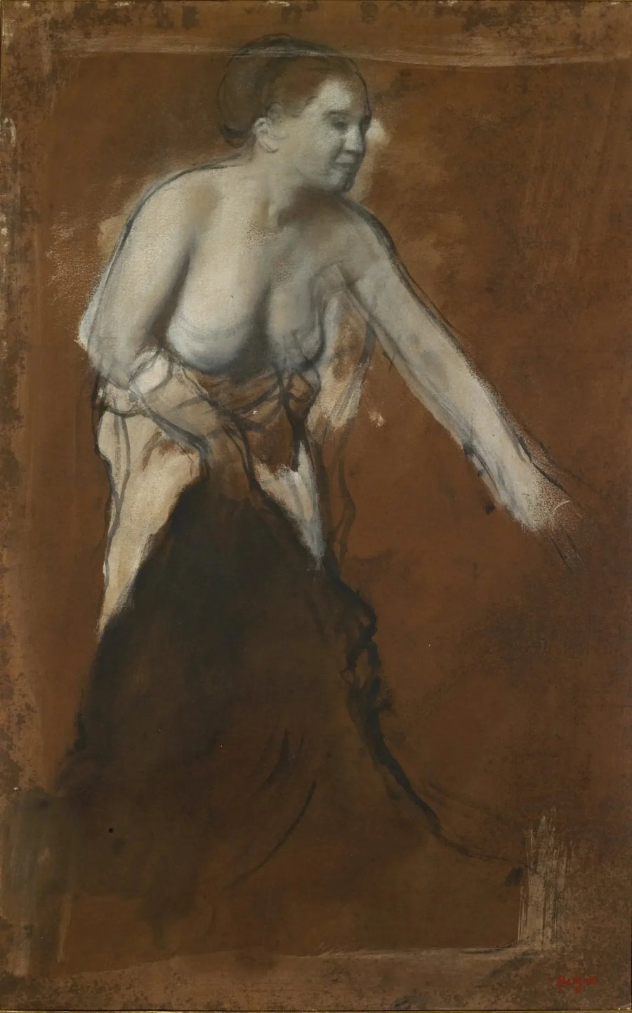 Jonge vrouw half ontkleed - Edgar Degas