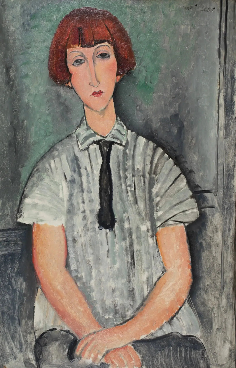 Jonge vrouw in gestreepte blouse - Amedeo Modigliani