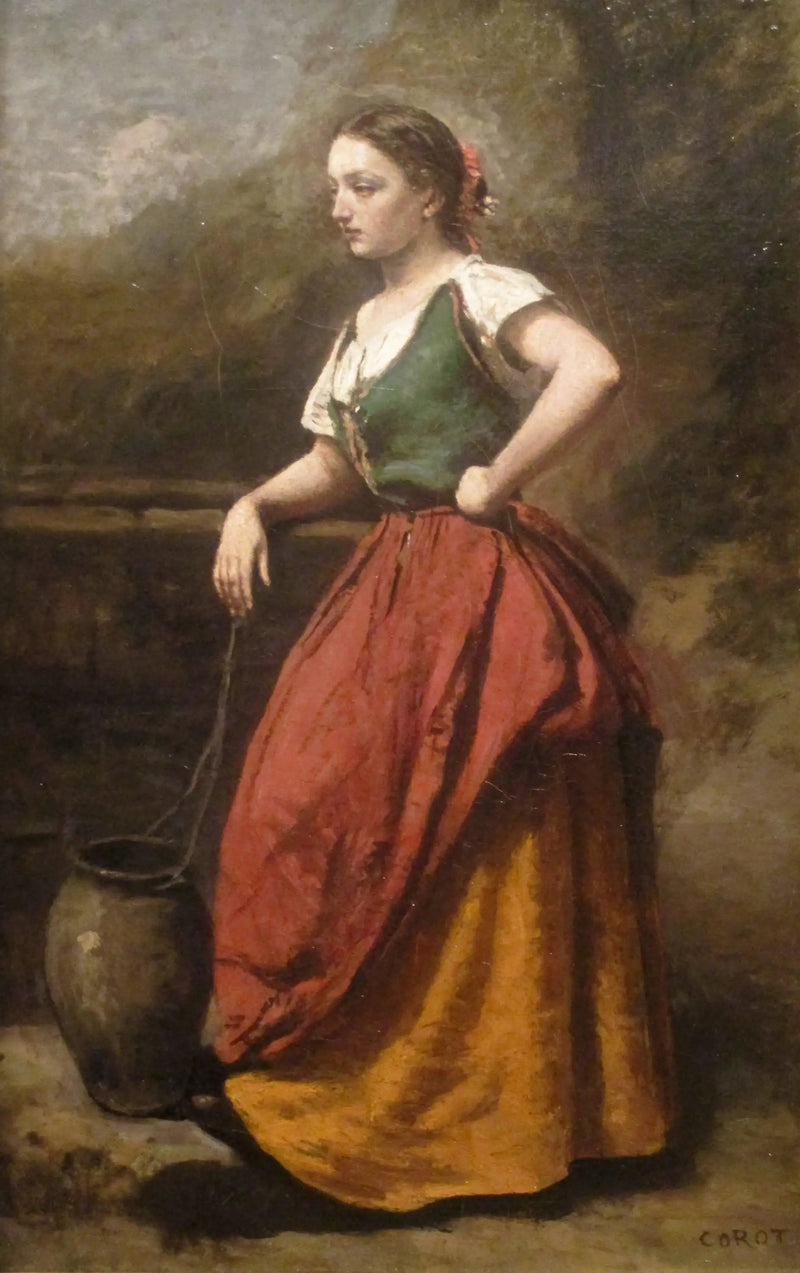 Jonge vrouw bij de fontein - Jean-Baptiste Camille Corot