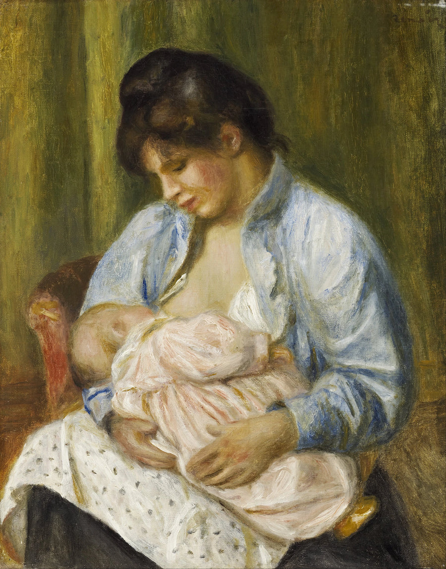 Een vrouw die een kind borstvoeding geeft - Pierre-Auguste Renoir