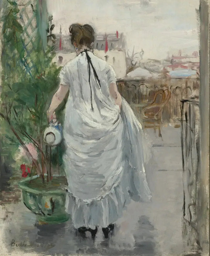 Jonge Vrouw die een struik water geeft - Berthe Morisot