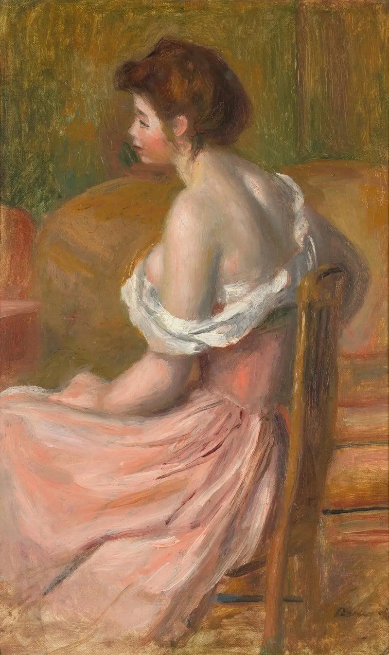 Jonge vrouw zittend, met ontblote nek en schouders - Pierre-Auguste Renoir