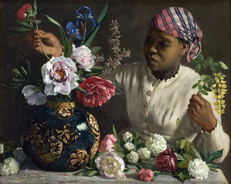 Jonge Vrouw met pioenrozen - Frédéric Bazille