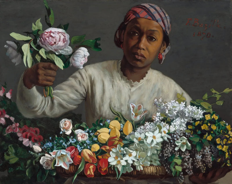 Jonge Vrouw met pioenrozen - Frédéric Bazille