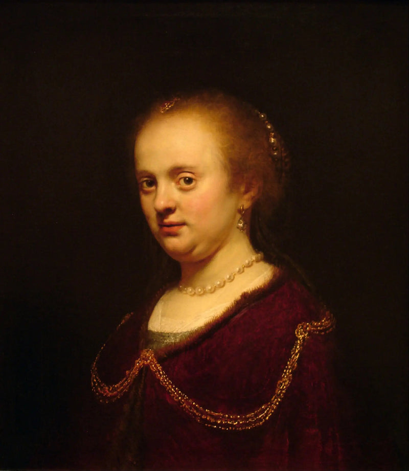Jonge vrouw met een gouden ketting - Rembrandt