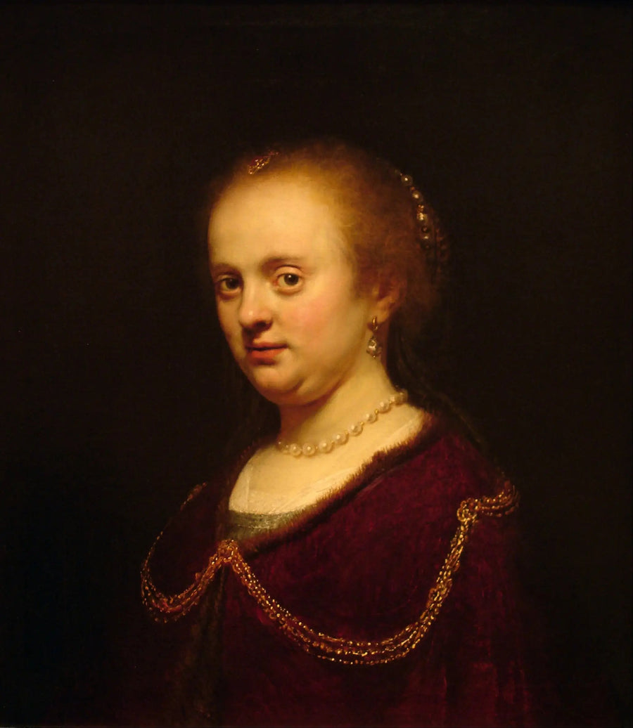 Jonge vrouw met een gouden ketting - Rembrandt