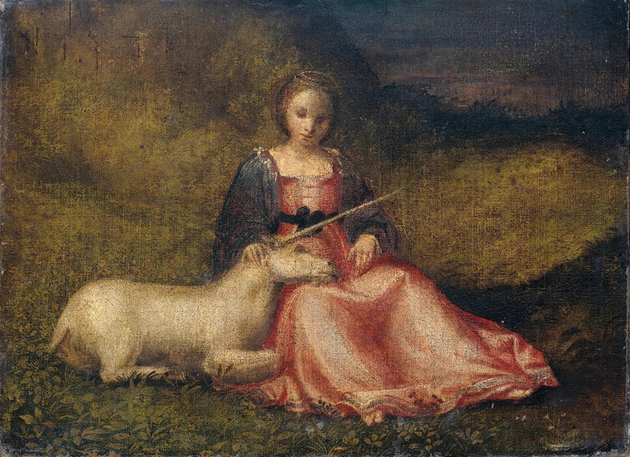 Jonge vrouw met een eenhoorn - Giorgione