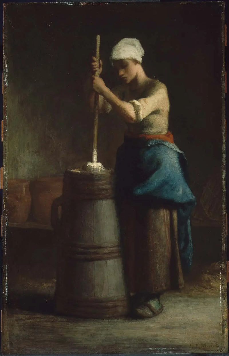 Jonge vrouw die boter klopt - Jean-François Millet