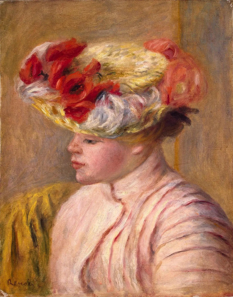 Jonge vrouw met bloemenhoed - Pierre-Auguste Renoir