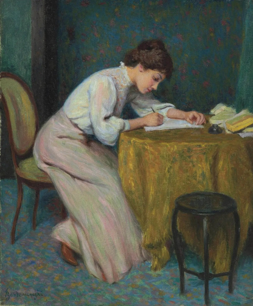 Jonge vrouw die een brief schrijft - Federico Zandomeneghi