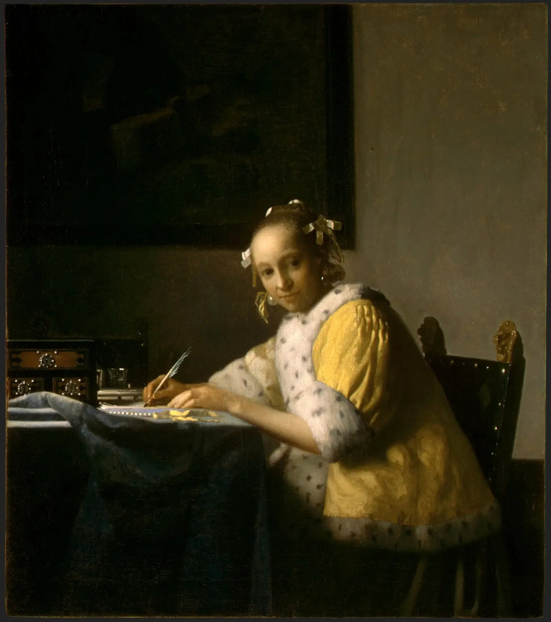 Jonge Vrouw die een brief schrijft - Johannes Vermeer
