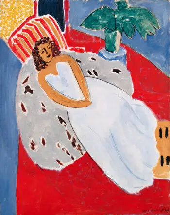 Jonge Vrouw in het wit, rode achtergrond - Henri Matisse