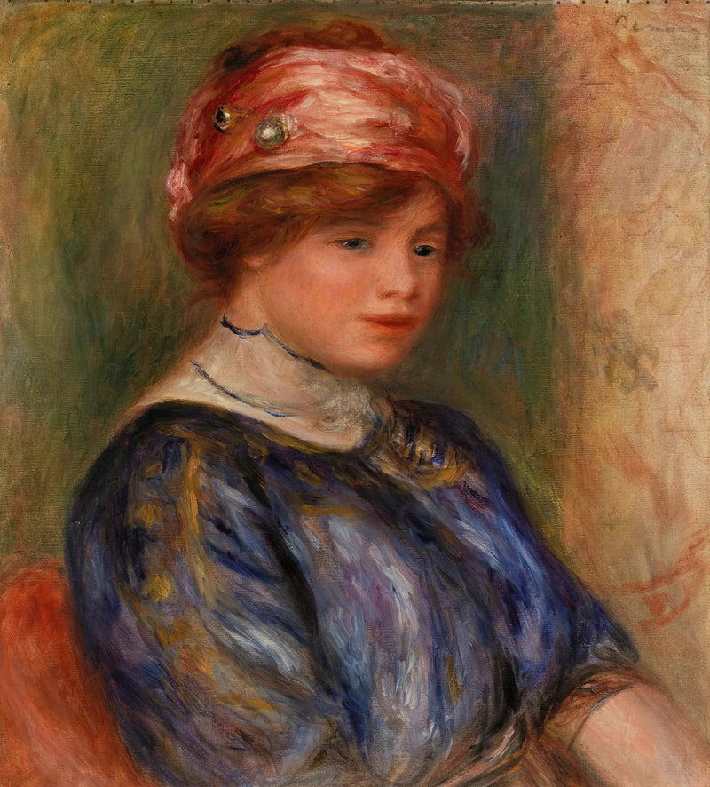 Jonge vrouw in het blauw, buste (Jonge vrouw in blauwe corsage, buste) - Pierre-Auguste Renoir