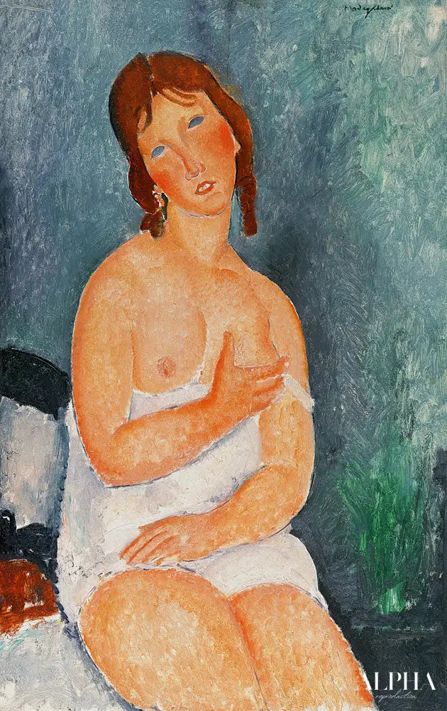 Jeune femme en chemise - Amedeo Modigliani - Reproductions de tableaux et peintures haut de gamme