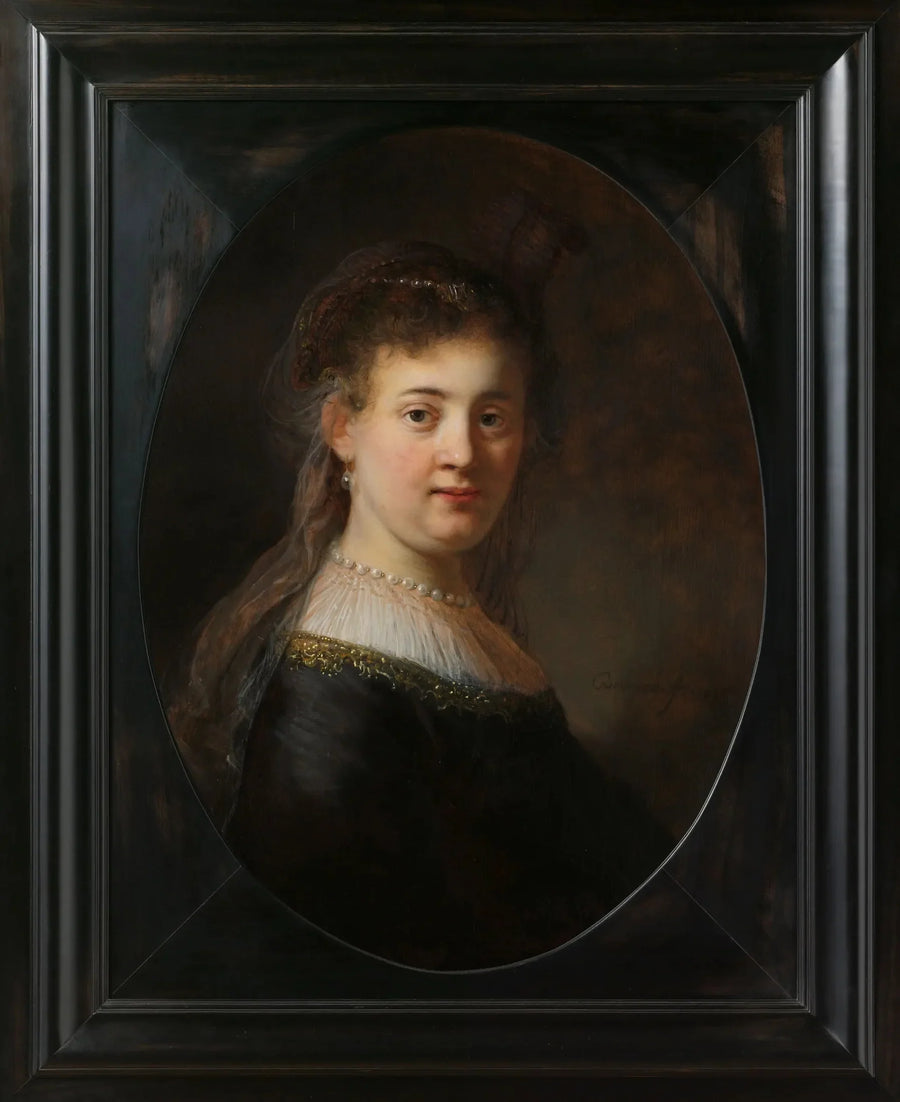 Jonge vrouw in fantastische kostuum - Rembrandt