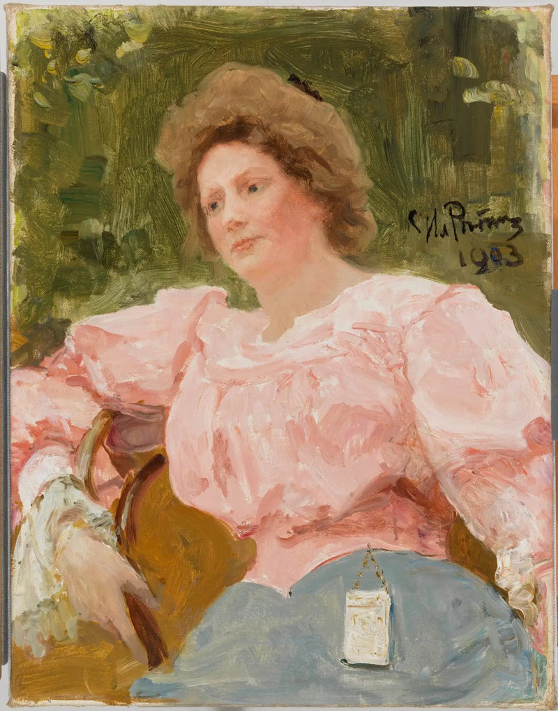 Jonge vrouw in roze - Ilya Repin