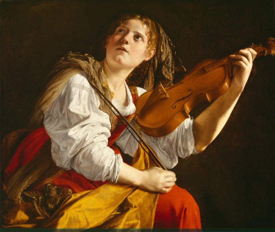 Jonge vrouw die viool speelt - Orazio Gentileschi