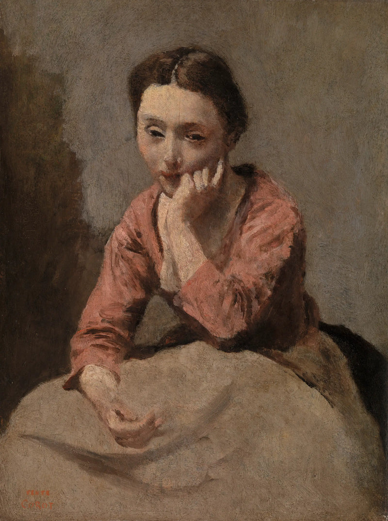 Jonge nadenkende vrouw - Jean-Baptiste Camille Corot