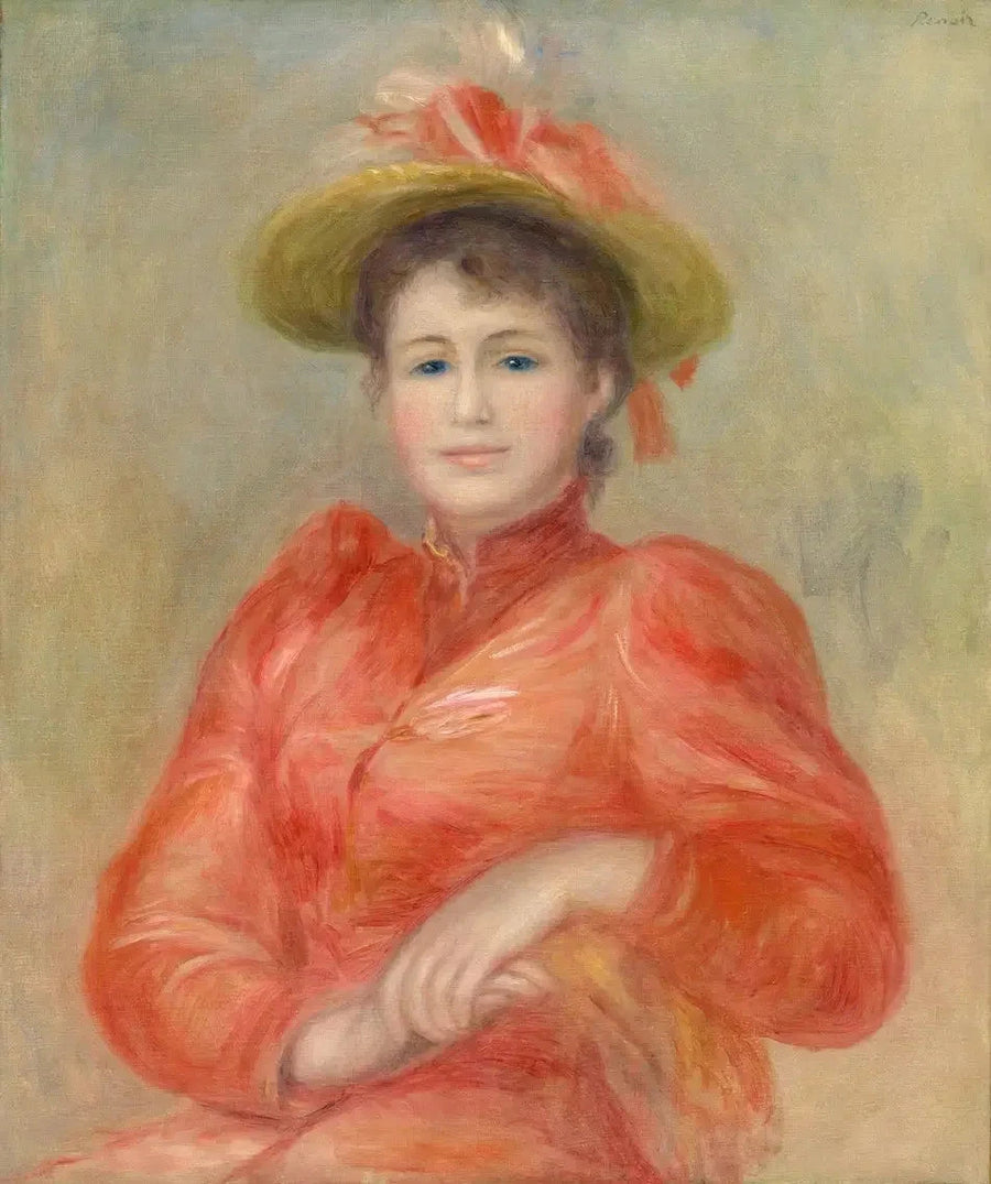 Jonge vrouw in een rode jurk - Pierre-Auguste Renoir