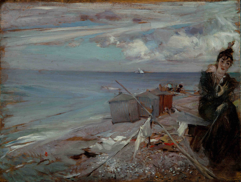 Jonge vrouw op het strand van Oostende - Giovanni Boldini